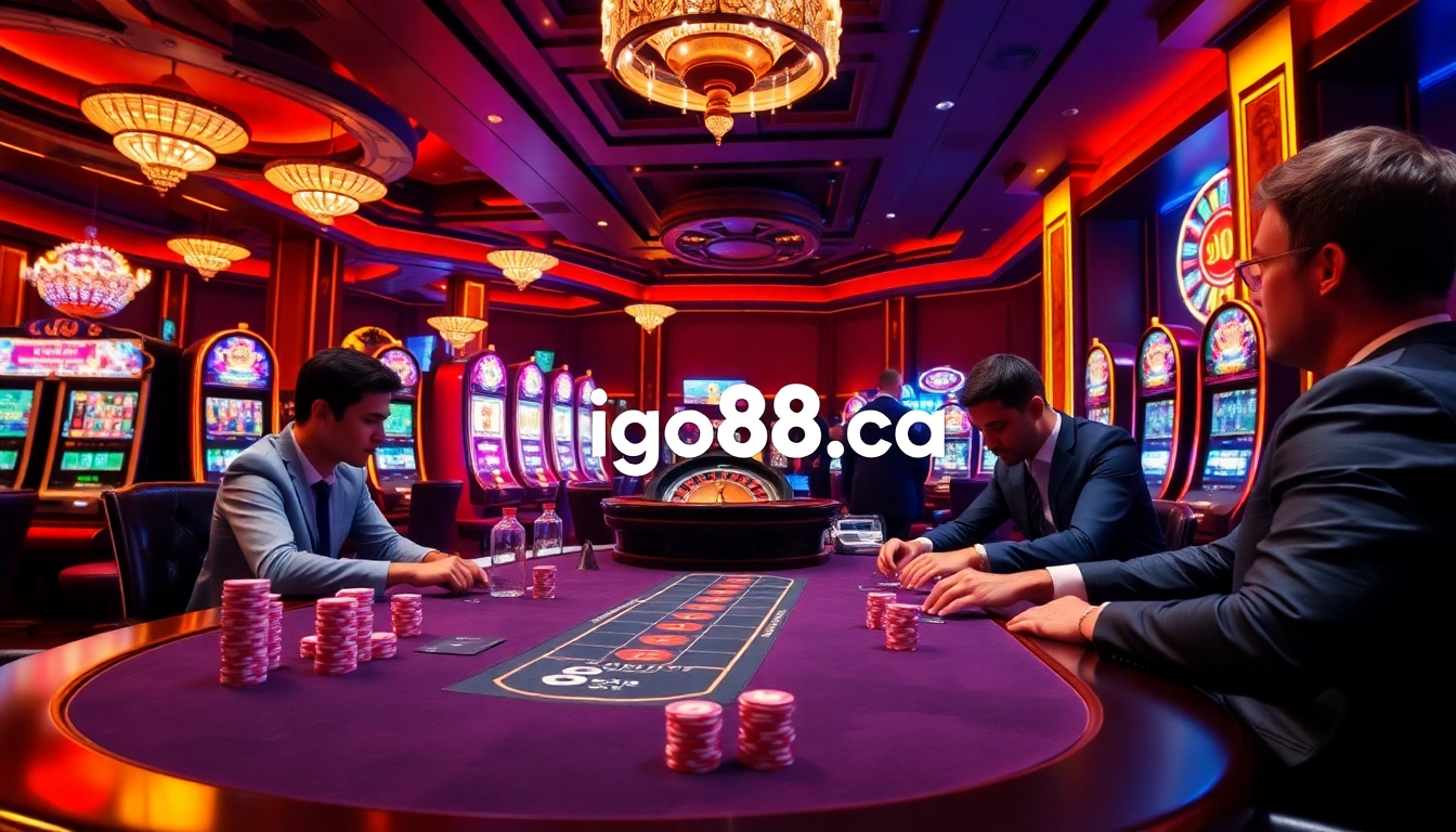 Engaging poker gameplay at a luxury casino with i go88 ca online interface showcased.