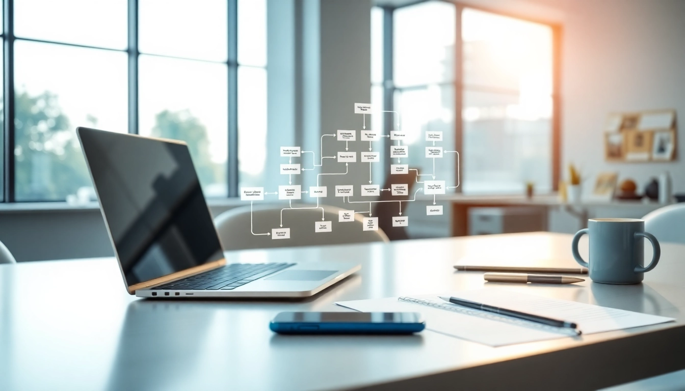 Showcase of business automation experts near me highlighting a professional workspace with technology.