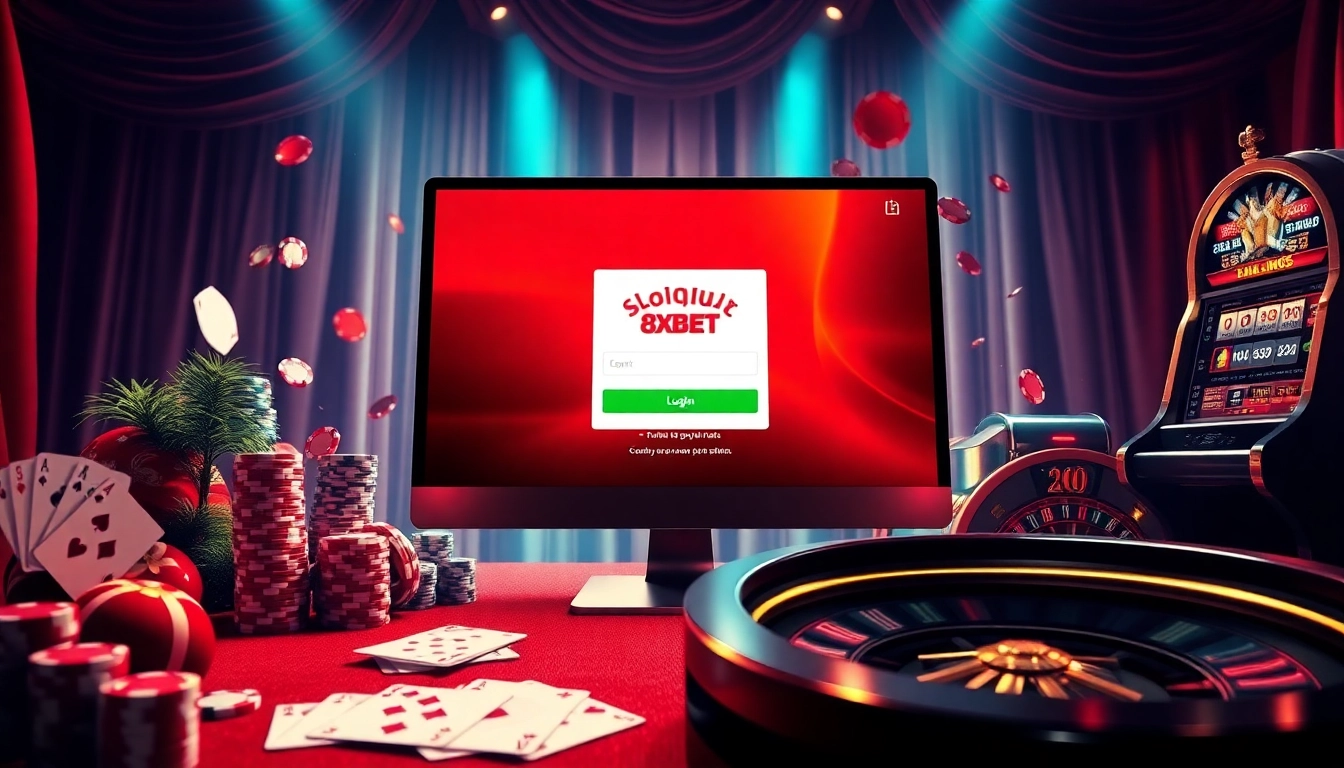 Visualizing the 8XBET login interface within a dynamic casino landscape.