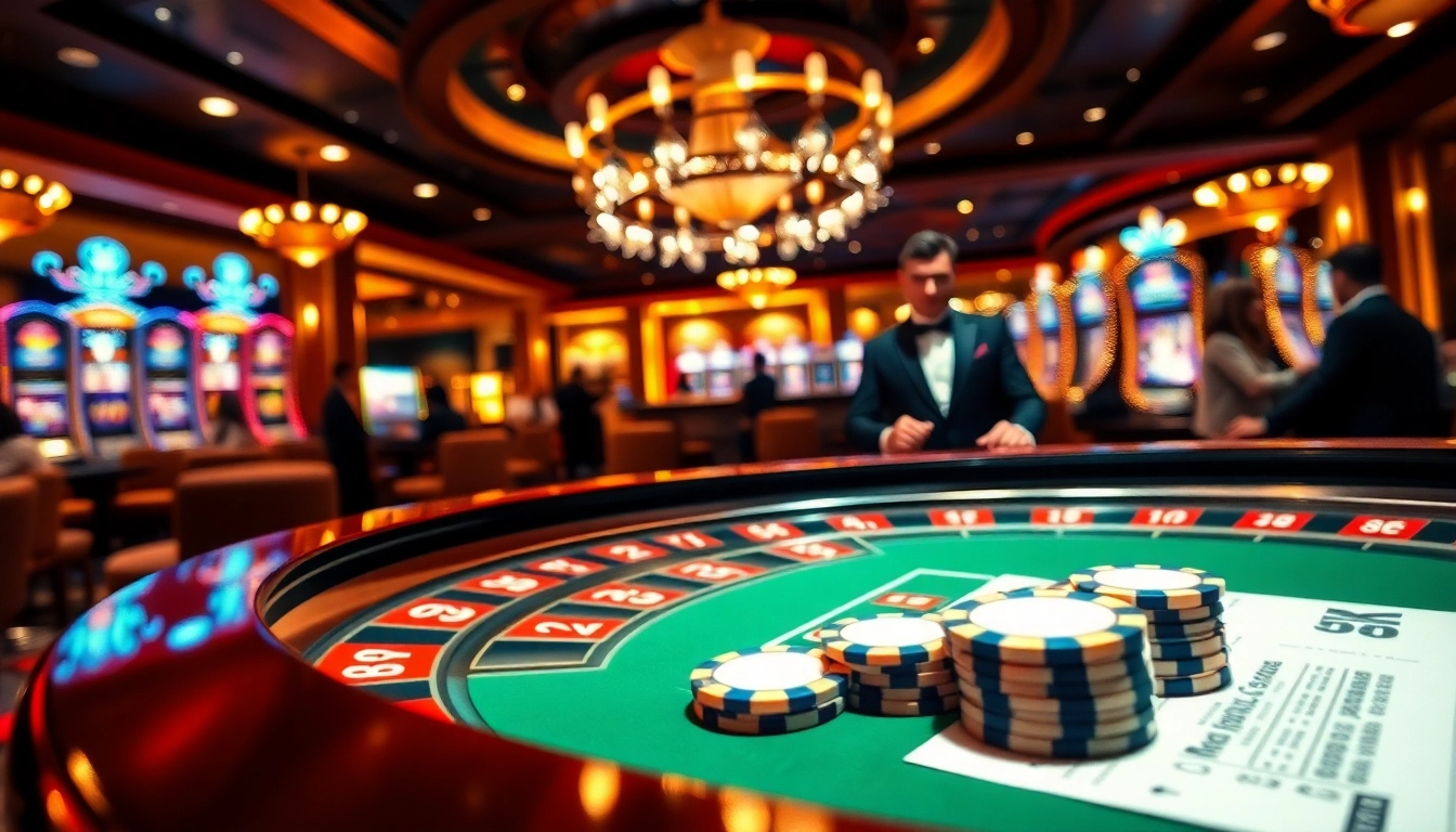 Engage in thrilling casino gameplay with KK55 at an extravagant roulette table, showcasing excitement and professionalism.