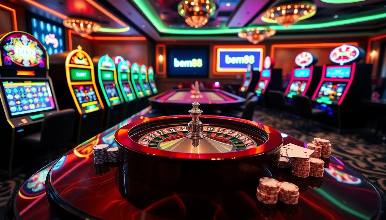 Experience the thrill of Bem88 with vibrant casino elements and engaging gameplay.