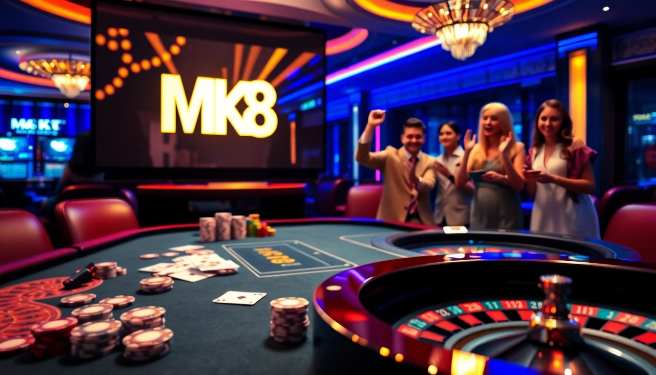 Experience thrilling MK8 online gaming with vibrant casino tables and players enjoying the action.