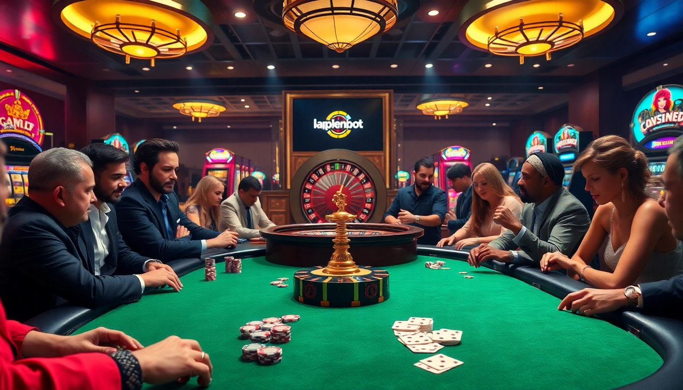 Experience the thrill of 'kaptenjackpot' with players at a glamorous casino poker table.