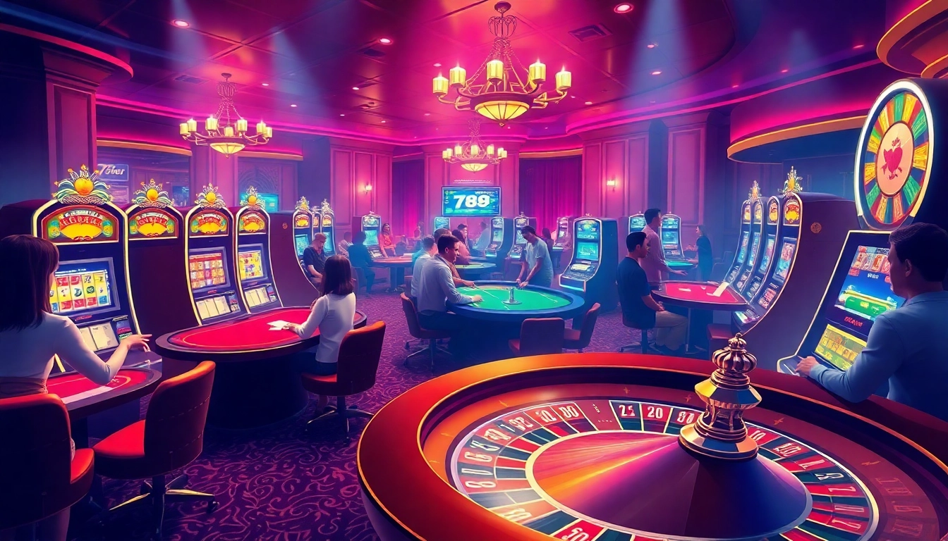 Engaging players at 789bet events enjoy high-stakes casino excitement with vibrant slot machines and elegant card games.
