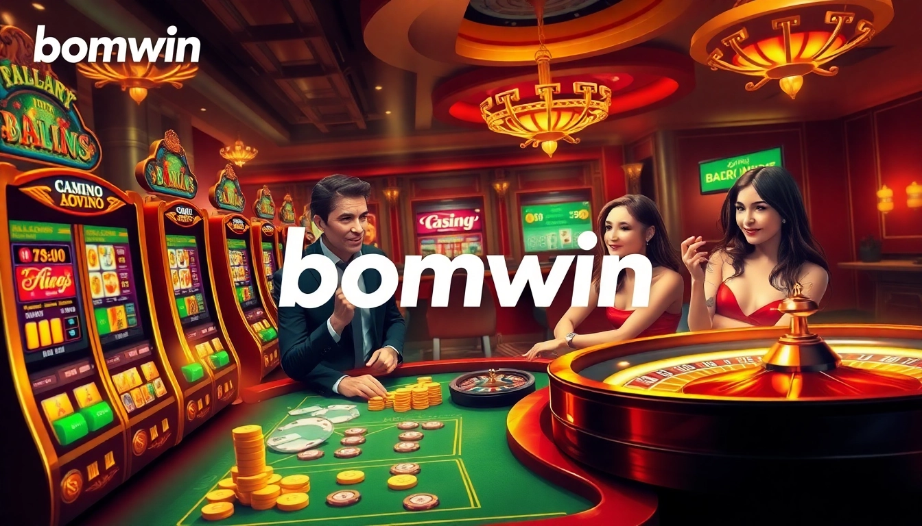 Engaging players at bomwin's vibrant online casino featuring slot machines and poker.