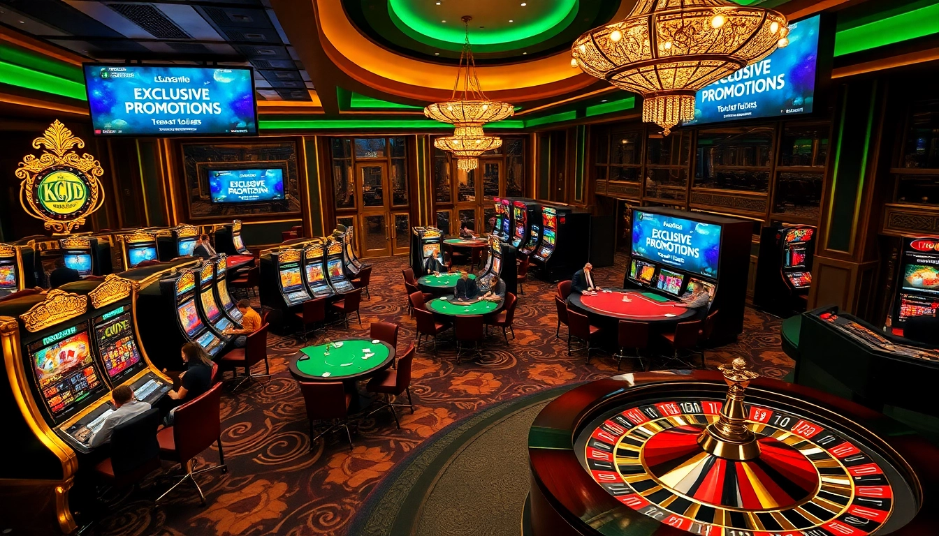 Engaging gambling scene at https://www.kjc.global/ with players enjoying poker and slot machines.