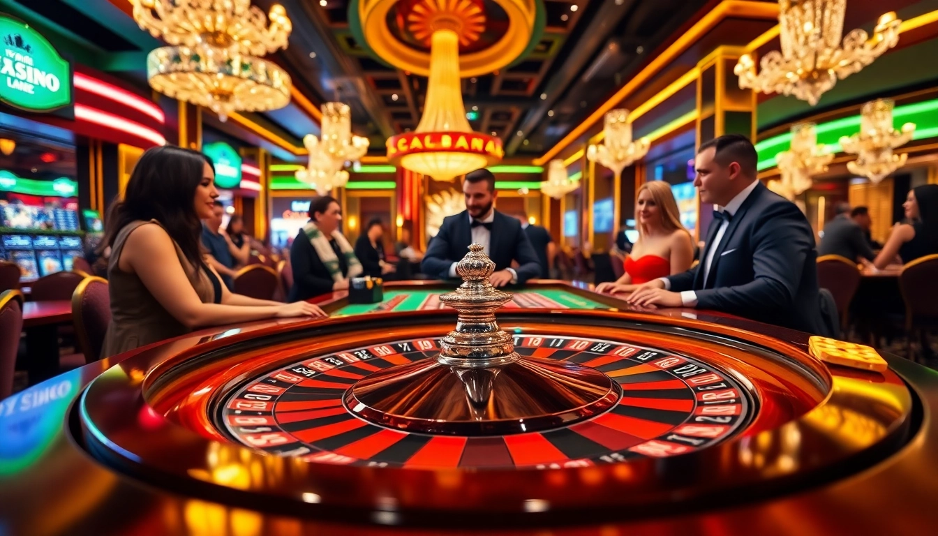 에볼루션 카지노에서 화려한 룰렛 테이블을 즐기는 모습, 흥미진진한 게임 분위기