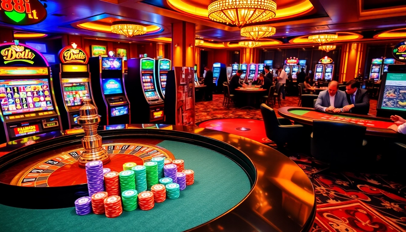 Experience the thrill of casino gaming at 88i with vibrant roulette and poker tables.