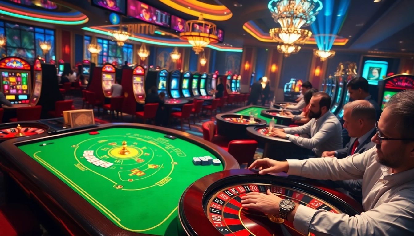 Experience excitement at fun79 casino with dynamic gaming tables and vibrant slot machines.