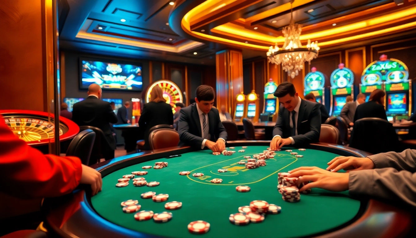 ZX88 poker table scene featuring colorful chips and vibrant roulette wheel in a luxurious casino setting.