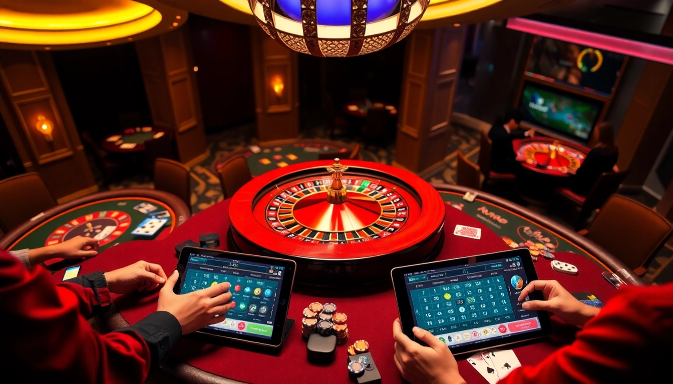 Engaging New88 casino scene with players at a roulette wheel and vibrant gameplay.