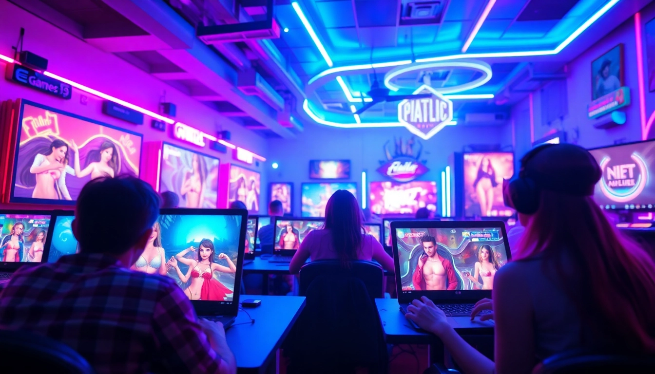 Engaging scene of players enjoying an interactive sex game, showcasing vibrant, colorful gaming interfaces.