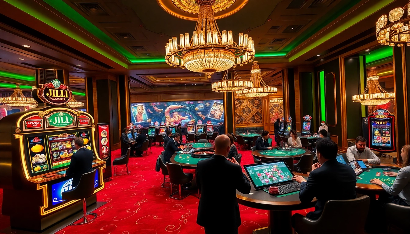 Players experiencing JILI's immersive online games at a vibrant casino.