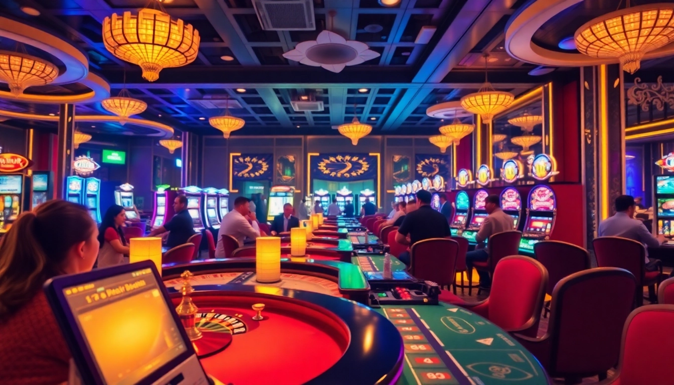 Experience the excitement of TR88.COM with vibrant slots and table games in a luxurious casino setting.